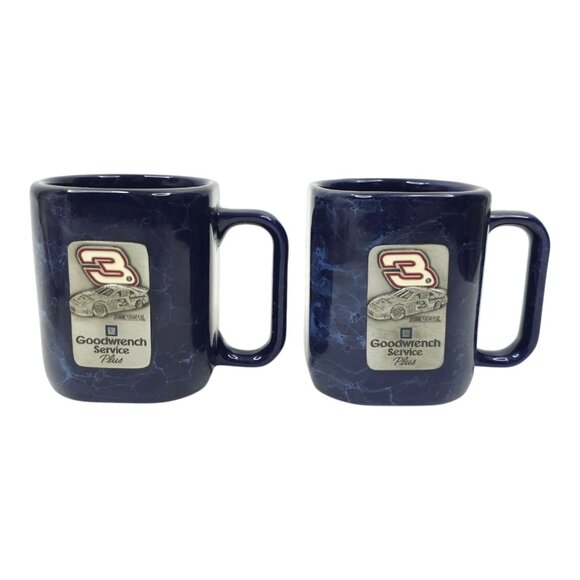 Dale Earnhardt #3 GM Goodwrench Service Plus Coffee Mugs Ceramic Blue Marbleized - Picture 1 of 12